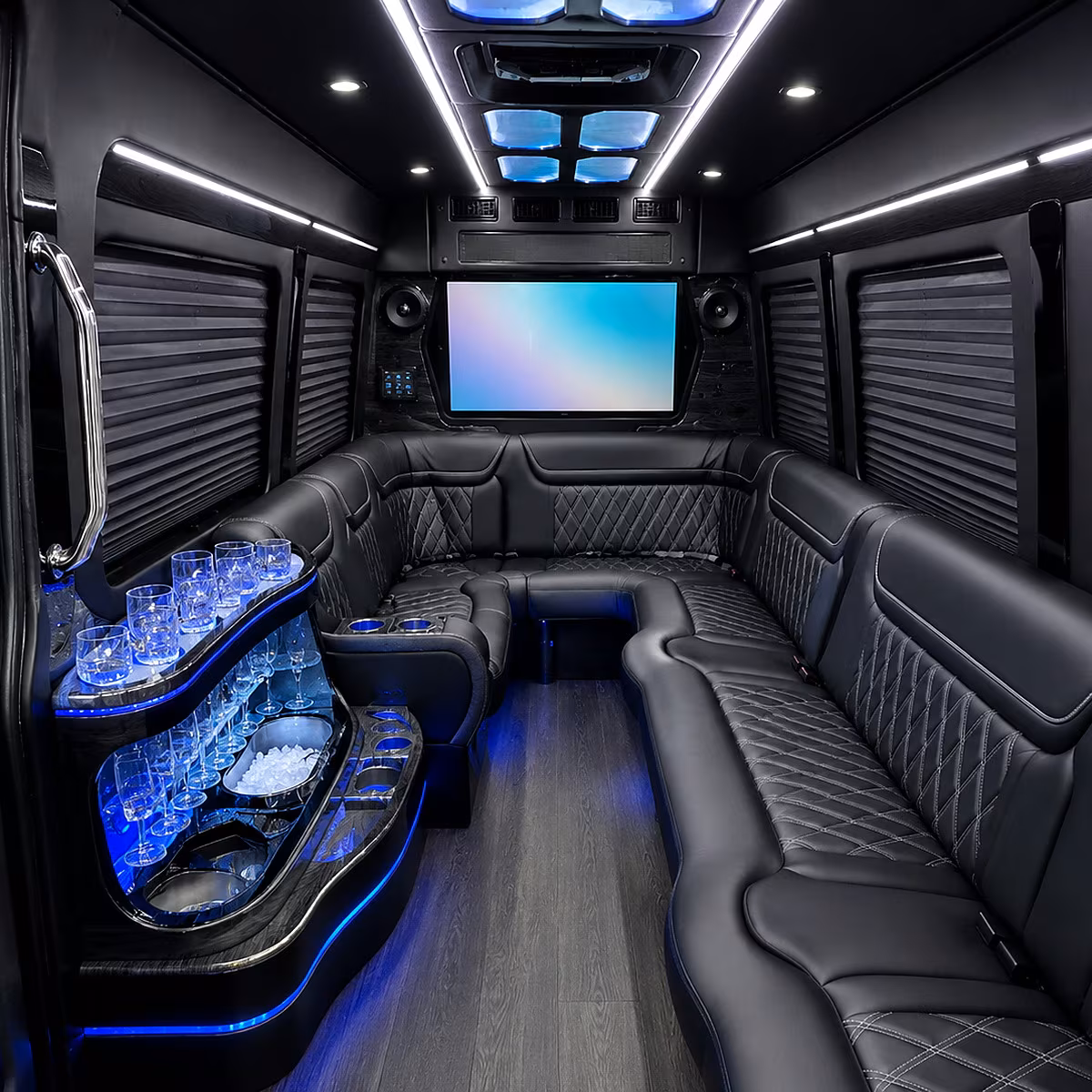 Los Angeles Wedding Transportation party bus interior