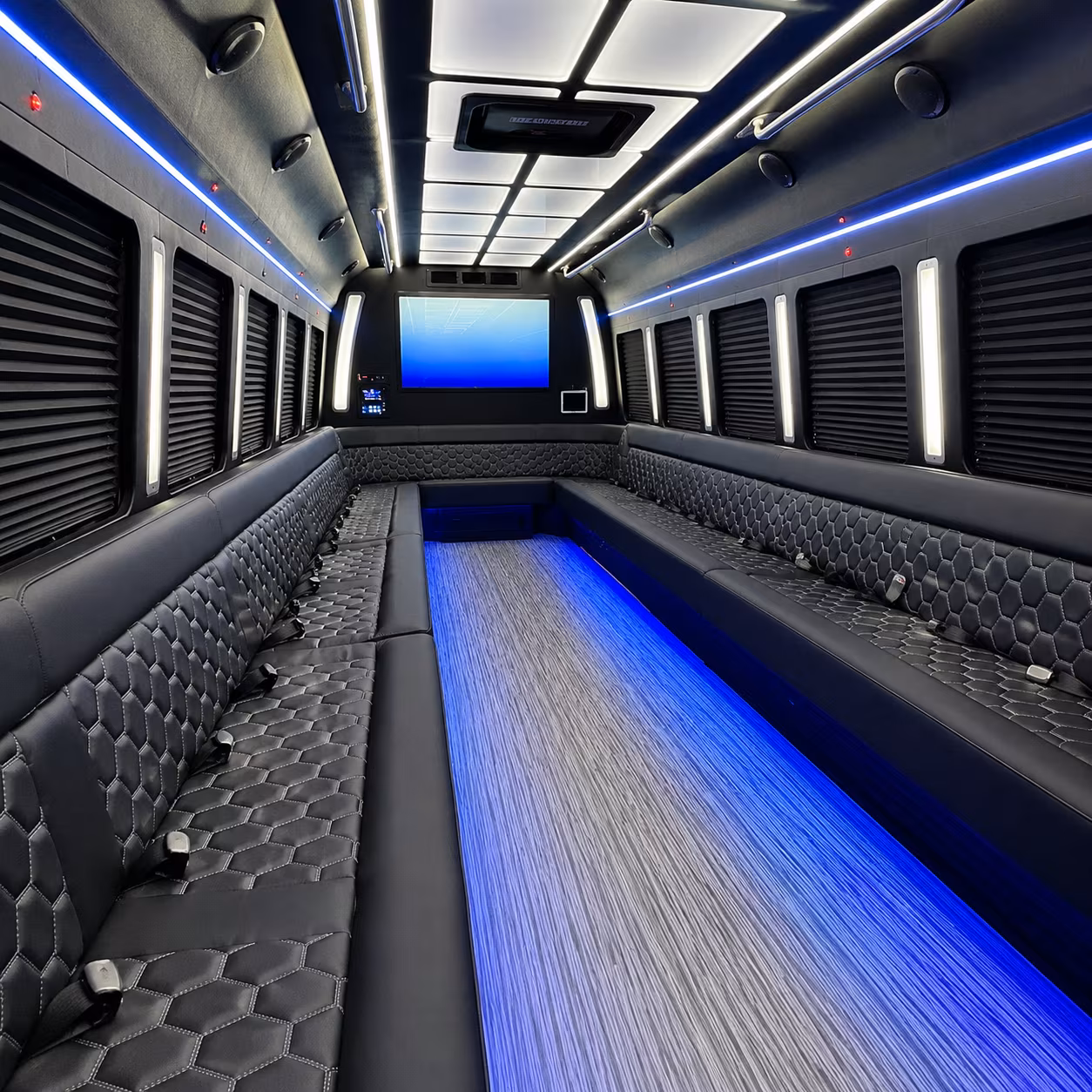 Los Angeles Wedding Transportation party bus interior