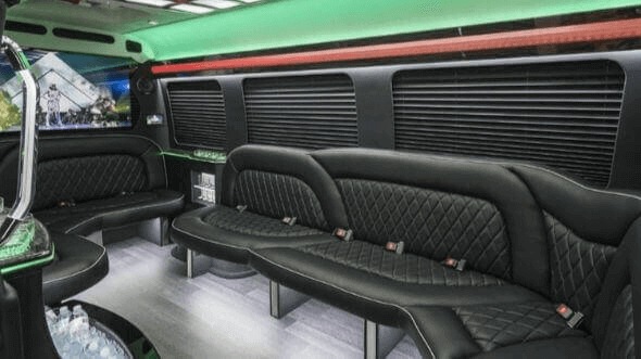 Interior of Charter Bus Company Norwalk's 15 Passenger Party Bus in Norwalk
