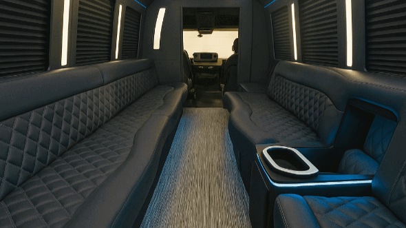 Interior of Charter Bus Company Burbank's 28 Passenger Party Bus in Burbank