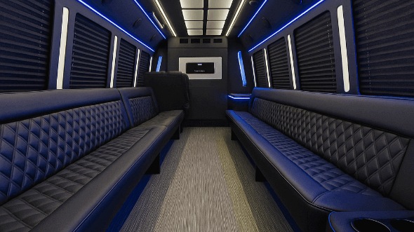Interior of Charter Bus Company Downey's 28 Passenger Party Bus in Downey