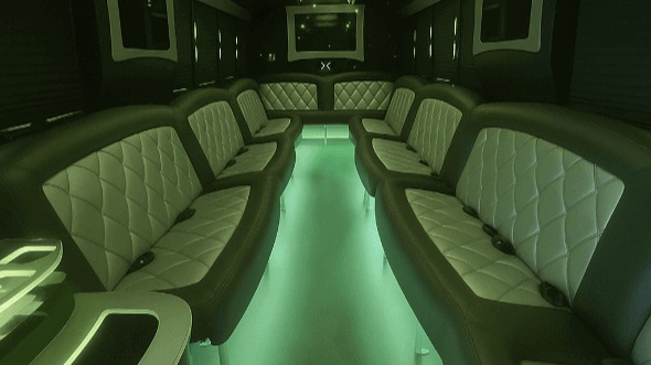 Interior of Charter Bus Company Long Beach's 28 Passenger Party Bus in Long Beach