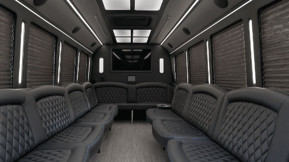 Interior of Los Angeles Party Bus Company's 28 Passenger Party Bus in Los Angeles