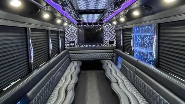 Interior of Charter Bus Company Burbank's 30 Passenger Party Bus in Burbank