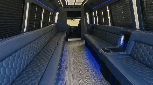 Interior of Charter Bus Company Long Beach's 30 Passenger Party Bus in Long Beach