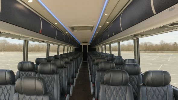 Interior of Charter Bus Company Los Angeles's 40 Passenger Charter Bus in Los Angeles