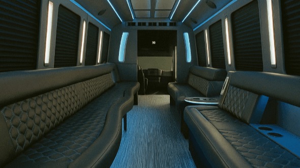 Interior of Charter Bus Company Pasadena's 40 Passenger Party Bus in Pasadena