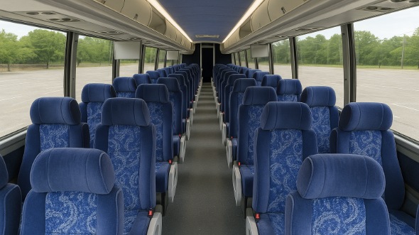 Interior of Charter Bus Company Los Angeles's 44 Passenger Charter Bus in Los Angeles