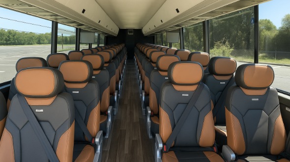 Interior of Charter Bus Company Los Angeles's 45 Passenger Charter Bus in Los Angeles