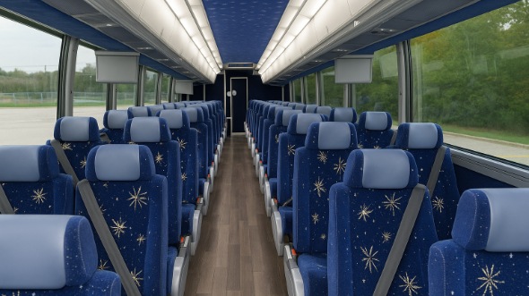 Interior of Charter Bus Company Los Angeles's 47 Passenger Charter Bus in Los Angeles
