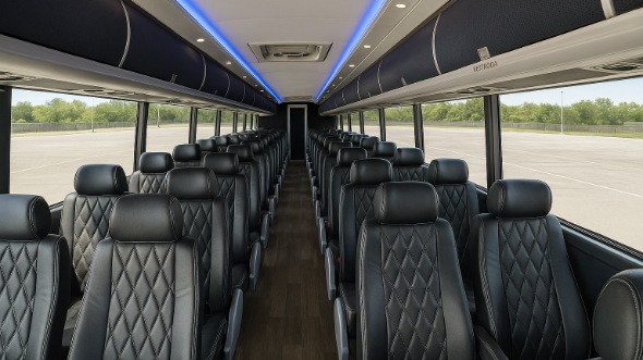 Interior of Charter Bus Company Los Angeles's 48 Passenger Charter Bus in Los Angeles