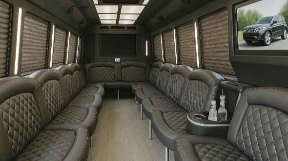 Interior of Charter Bus Company Downey's 50 Passenger Party Bus in Downey