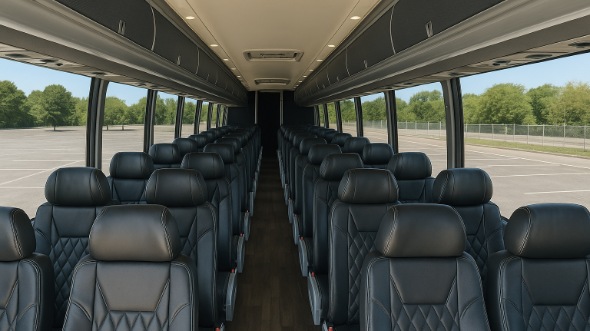 Interior of Charter Bus Company Los Angeles's 51 Passenger Charter Bus in Los Angeles