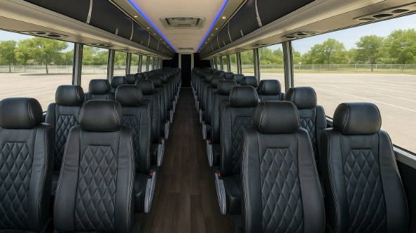 Interior of Charter Bus Company Los Angeles's 55 Passenger Charter Bus in Los Angeles